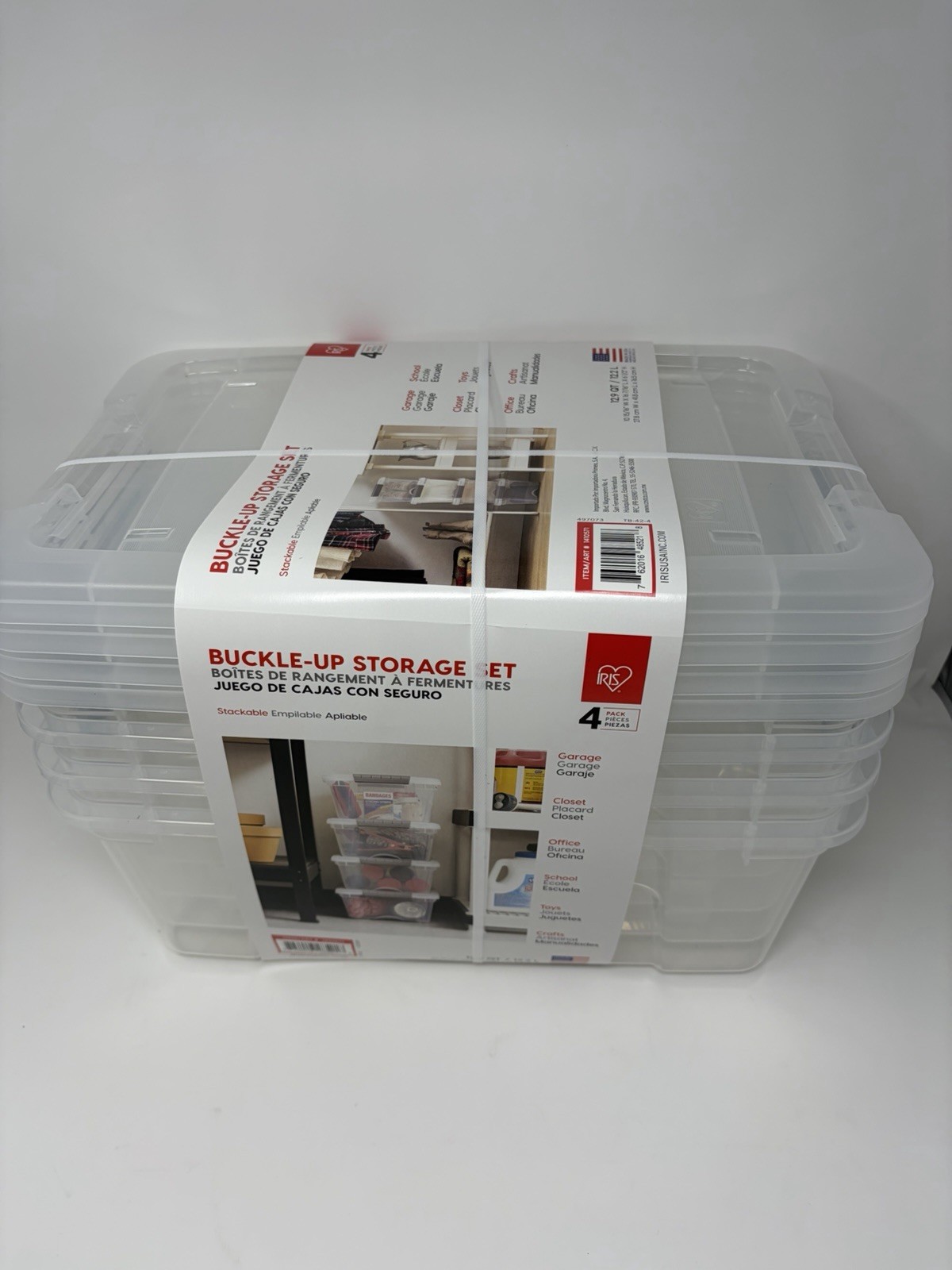 IRIS Buckle-Up Storage Set - Clear - 12.9QT - 4 Pack