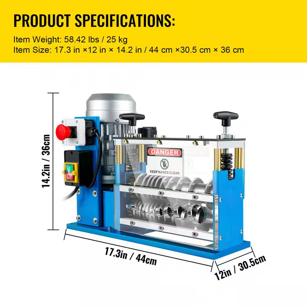 Electric Wire Stripping Machine 370-Watt 0.06-1.5 In. Automatic Cable Stripper 7