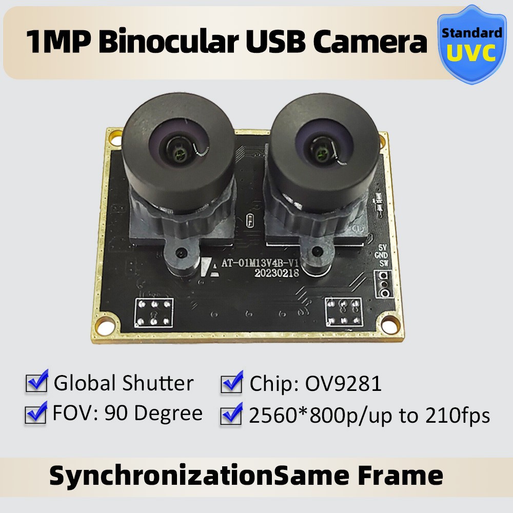 OV9281 120fps USB Camera Module 1MP Monochrome Dual Lens Synchronous Frame 90°
