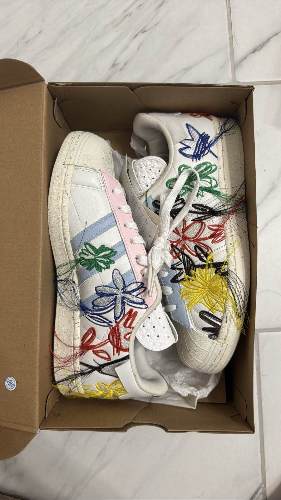 Adidas Sean Wotherspoon x Superstar Super Earth White Floral FZ4724 size 7.5 US