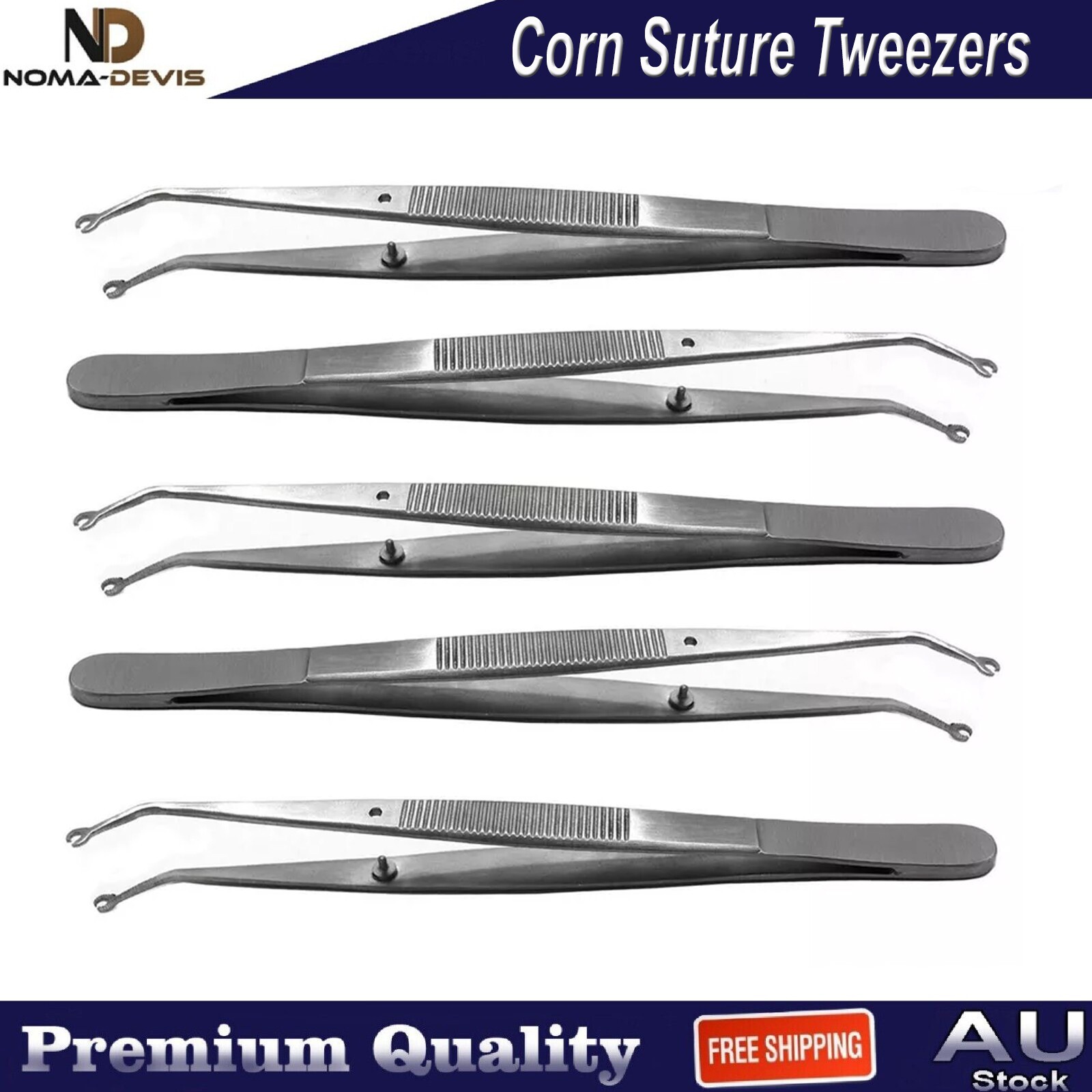 5PCS Corn Suture Tweezers Tissue Holding Forceps Surgical Suturing Eyelets Tools