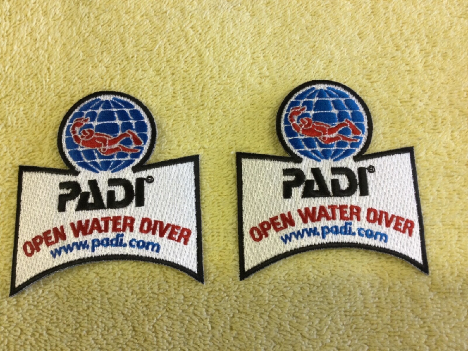 PADI OPEN WATER DIVER PATCHES - 2 PATCHES TOTAL