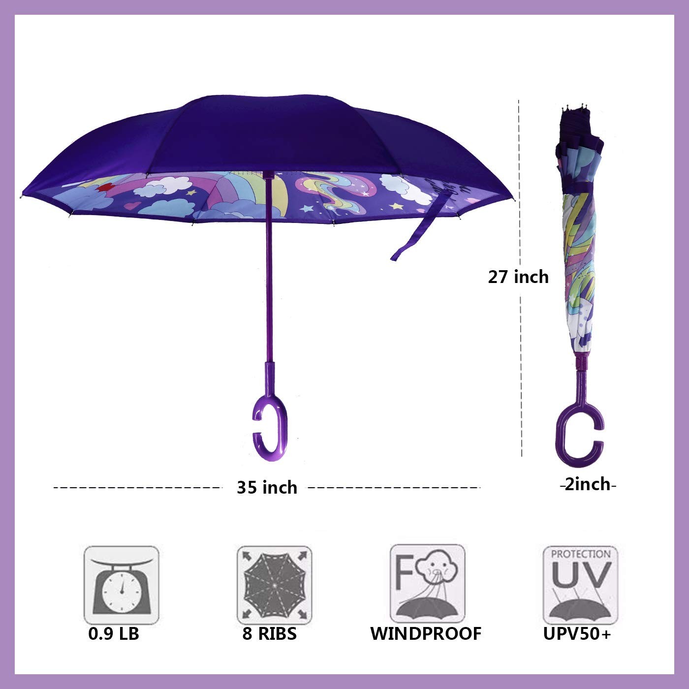 40/49/56 Inch Oversize Windproof Inverted Reverse Upside Down Umbrella, Golf ...