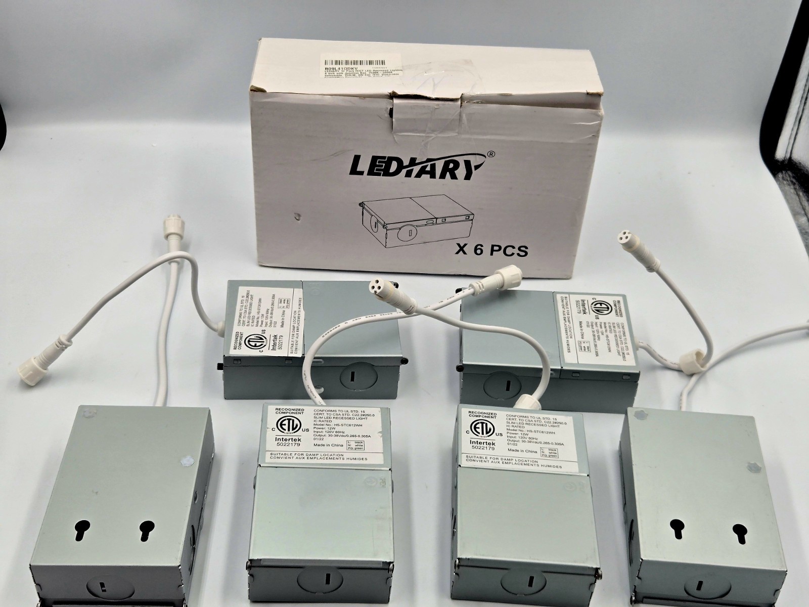 LEDIARY 4” Slim LED Recessed Light Junction Boxes ONLY – 6 Pack – IC Rated