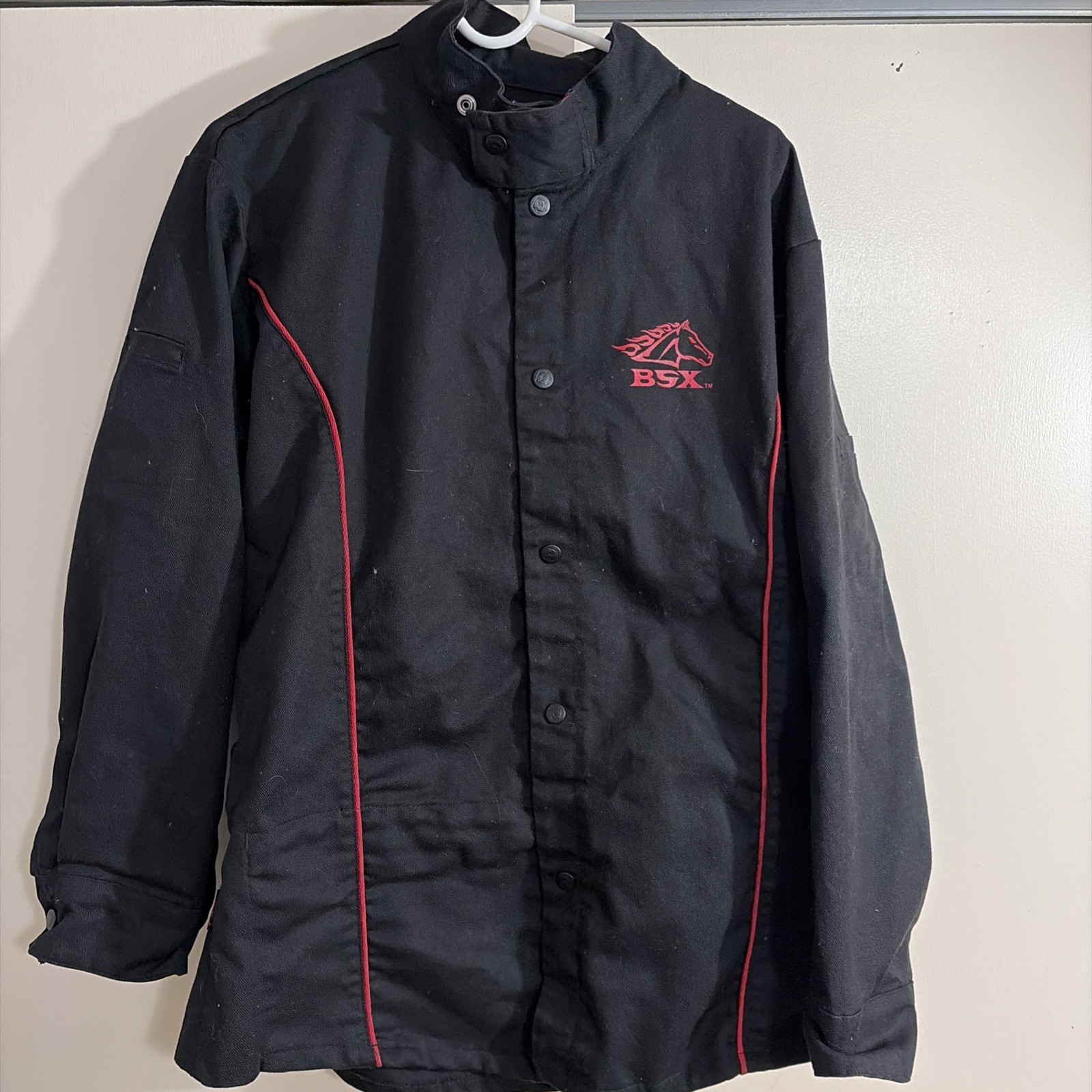 QTY 3 BSX Welding Jacket Size Medium Long Sleeve Black Button Up Flame Resistant