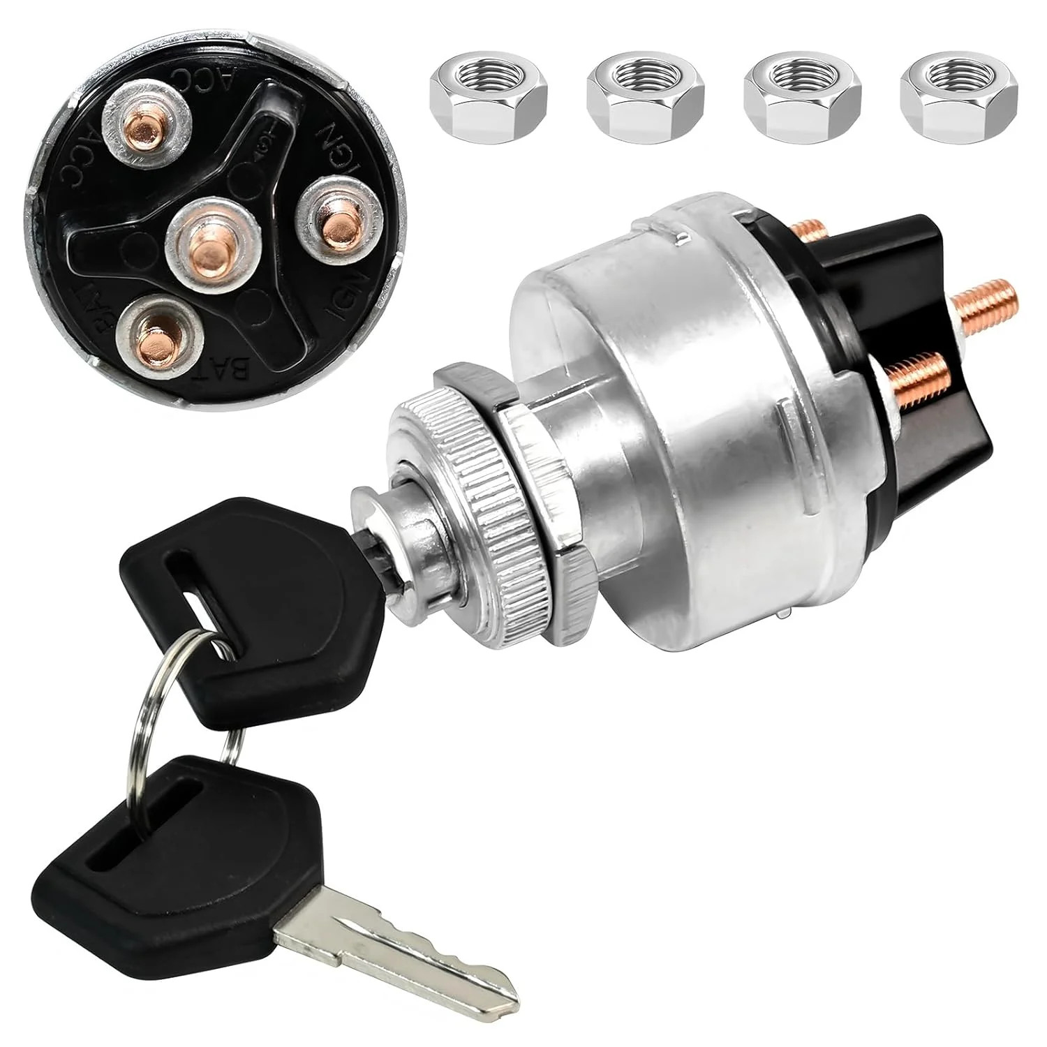 Universal 4 Position Ignition Switch with Key 12V Cars Trucks Forklifts