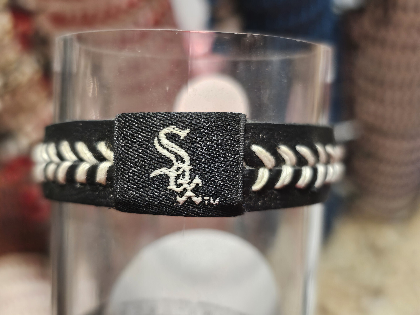 CHICAGO WHITE SOX BLACK  MLB  BASEBALL BRACELET LEATHER
