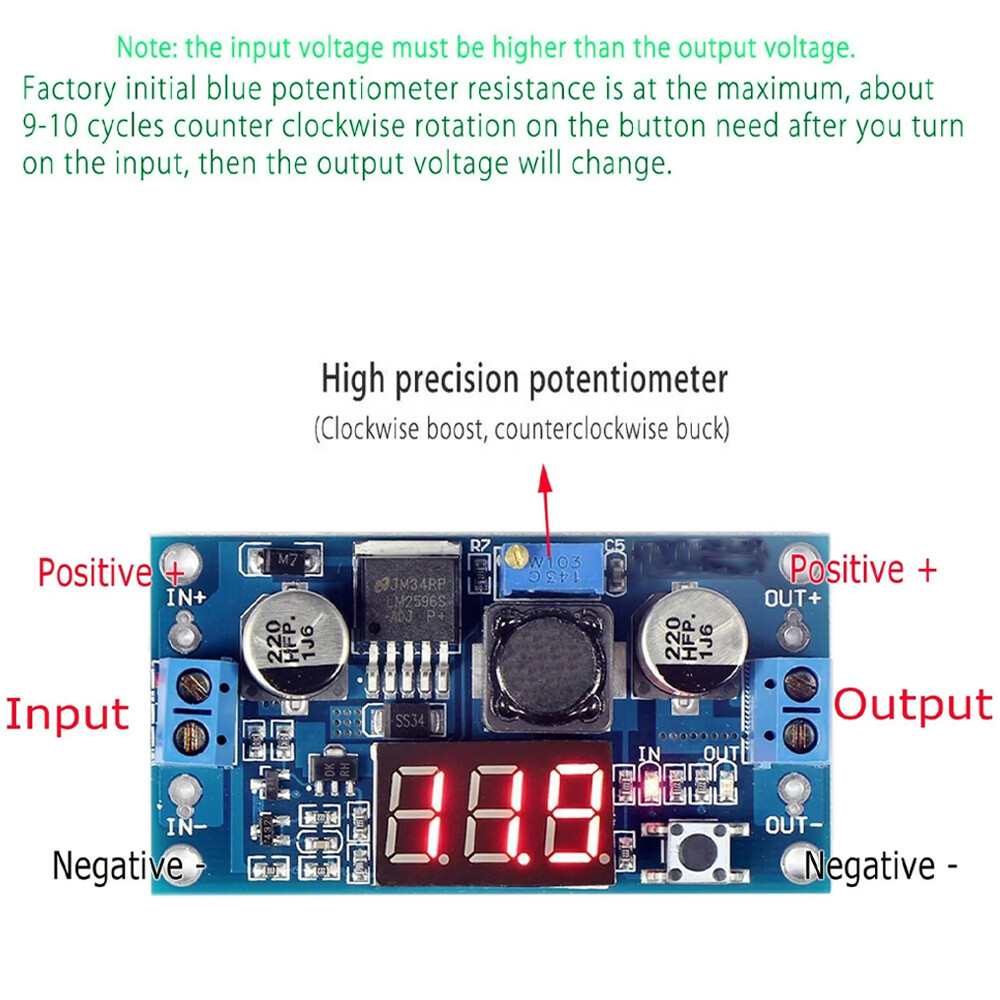 5PCS LM2596S DC-DC 3A Buck Adjustable Step-down Power Supply Converter Module