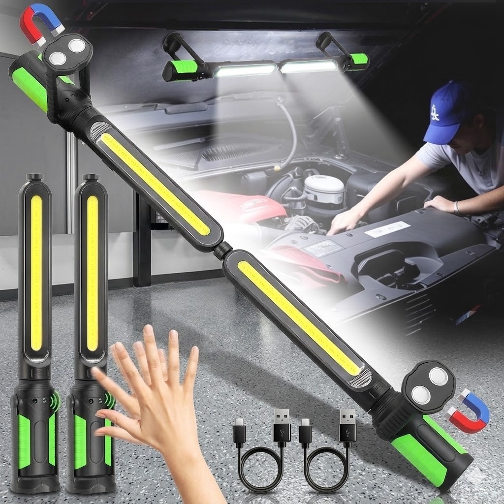 2Pack Rechargeable LED Mechanic Light with Sensor Magnetic Automotive Work