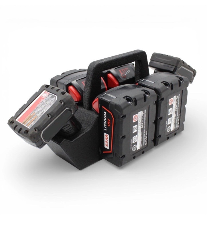 Milwaukee M12 & M18 Battery Caddy Holder 2 Slot M12 + 4 Slot M18 Organizer
