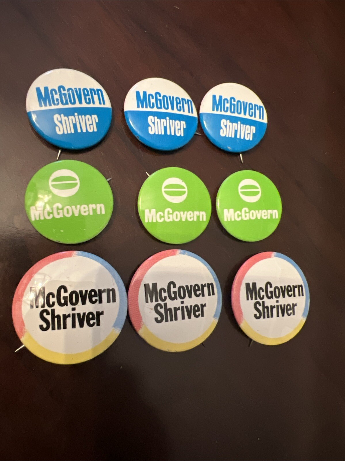 9  - 1972 McGOVERN FOR PRESIDENT Buttons / 3 Different Kinds. Nice Shape 9 Total