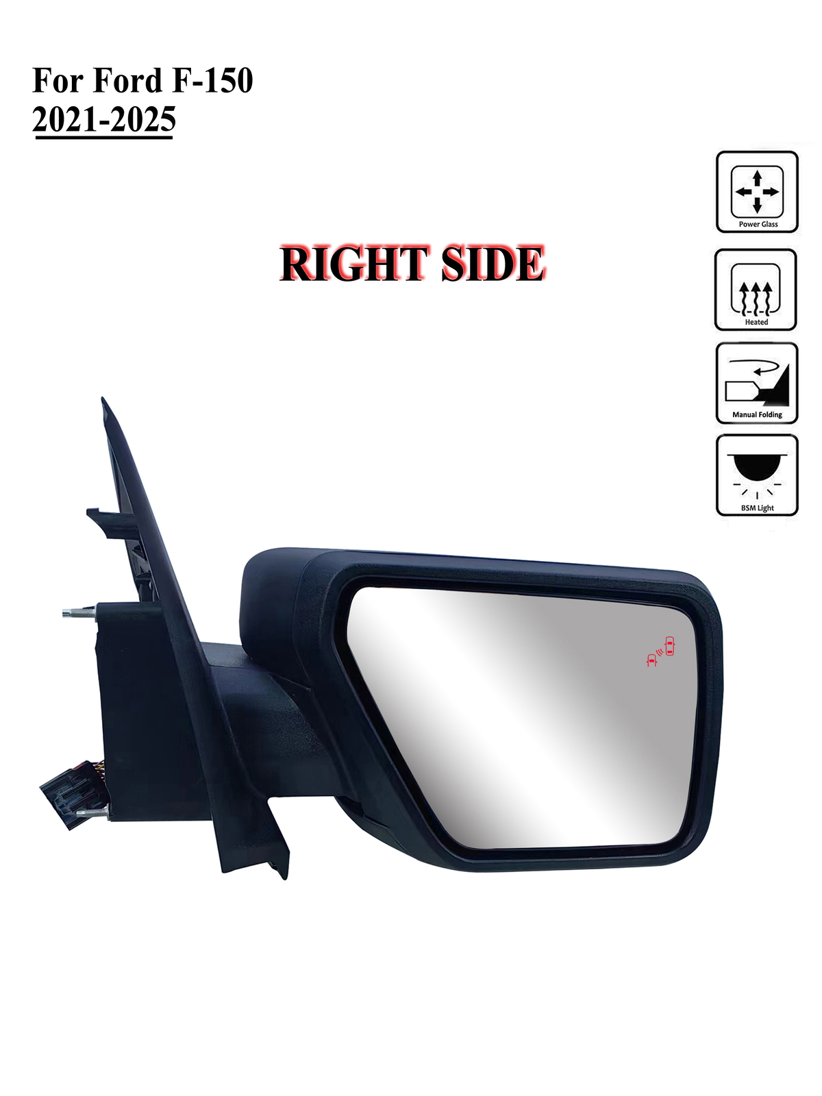 Passenger Right Side Mirror Power With BLIS Manual Fold For 21 to 26 Ford F-150