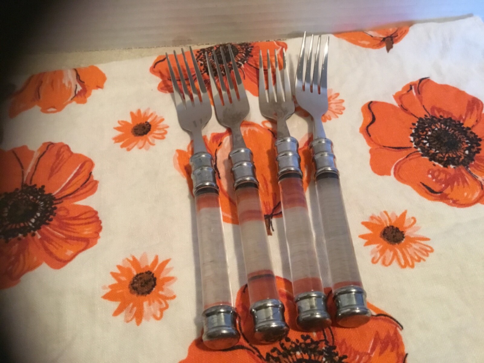 Vintage Clear Lucite Handle Stainless Flatware Assorted 17 Pcs. (Replacement)