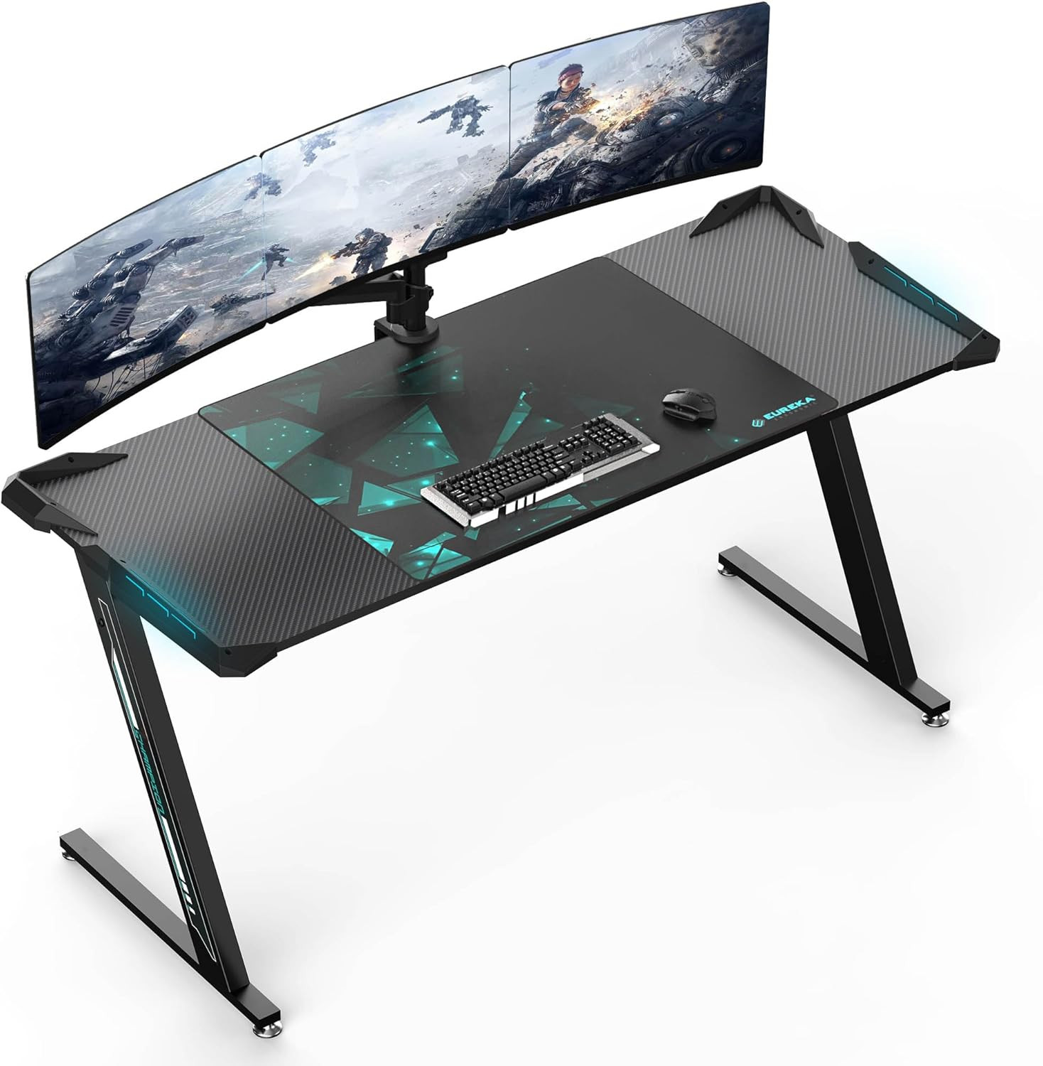 RGB Gaming Desk with LED Lights - Compact Black Computer Table for Home Office