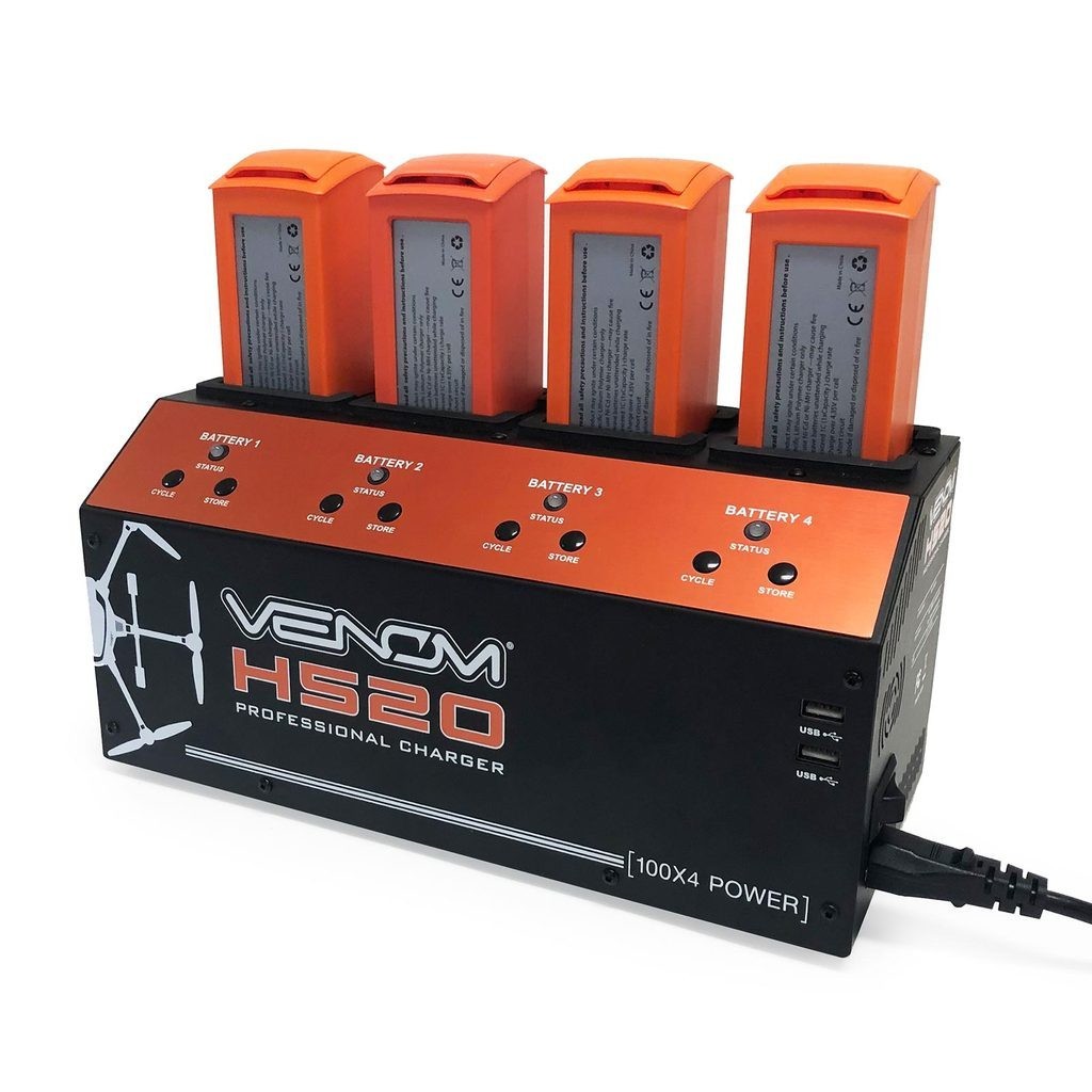 Venom Pro Yuneec H520 & Typhoon H+ 4-Port Battery Charger w/ Dual USB Open Box