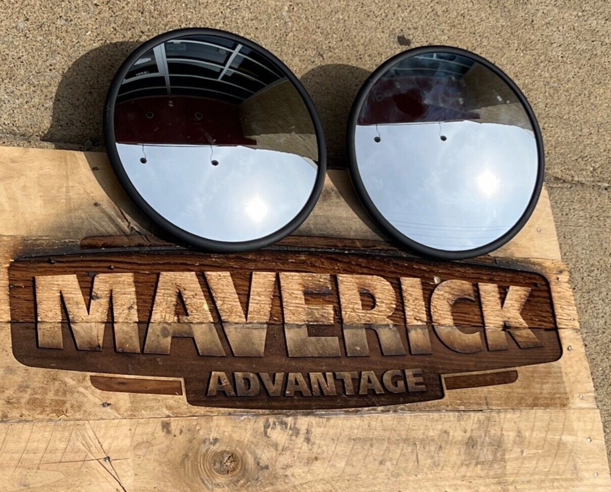 Pair of Univ Stainless Car Truck 8.5” Round Mirrors, w/L-Bracket Center Mounting
