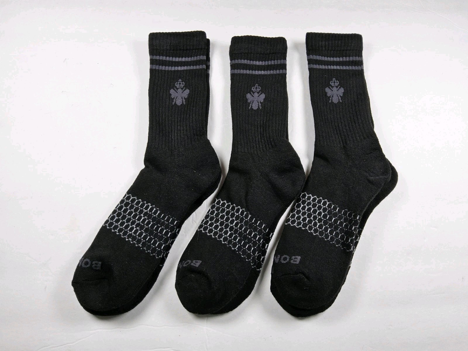 Bombas Original Stripe Crew Socks Lot Of 3 Pairs Size M