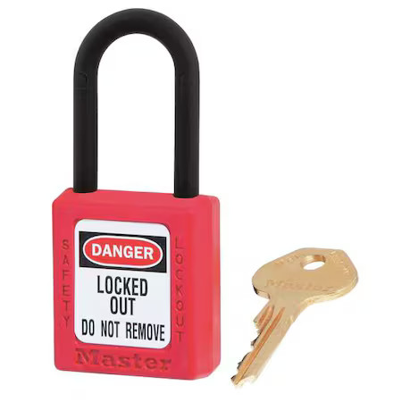 Master Lock 406Kas12red Lockout Padlock, Keyed Alike, Thermoplastic, Red, 1 1/2