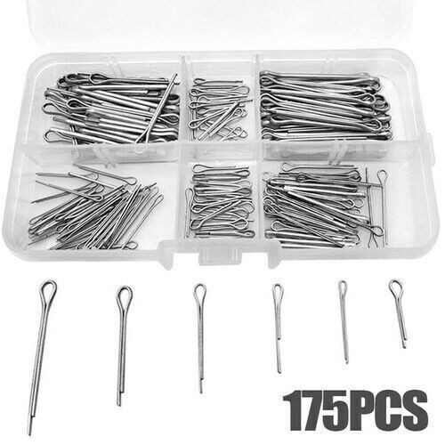 175Pcs Alloy Cotter Pin Clip Key Fastner Fitting Assortment Kit 5 Size