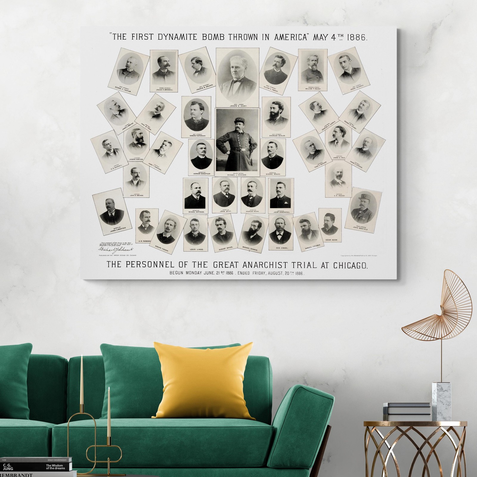 1886 Haymarket Riot & Trial Chart Labor Movement, Chicago Protest & Trial Print