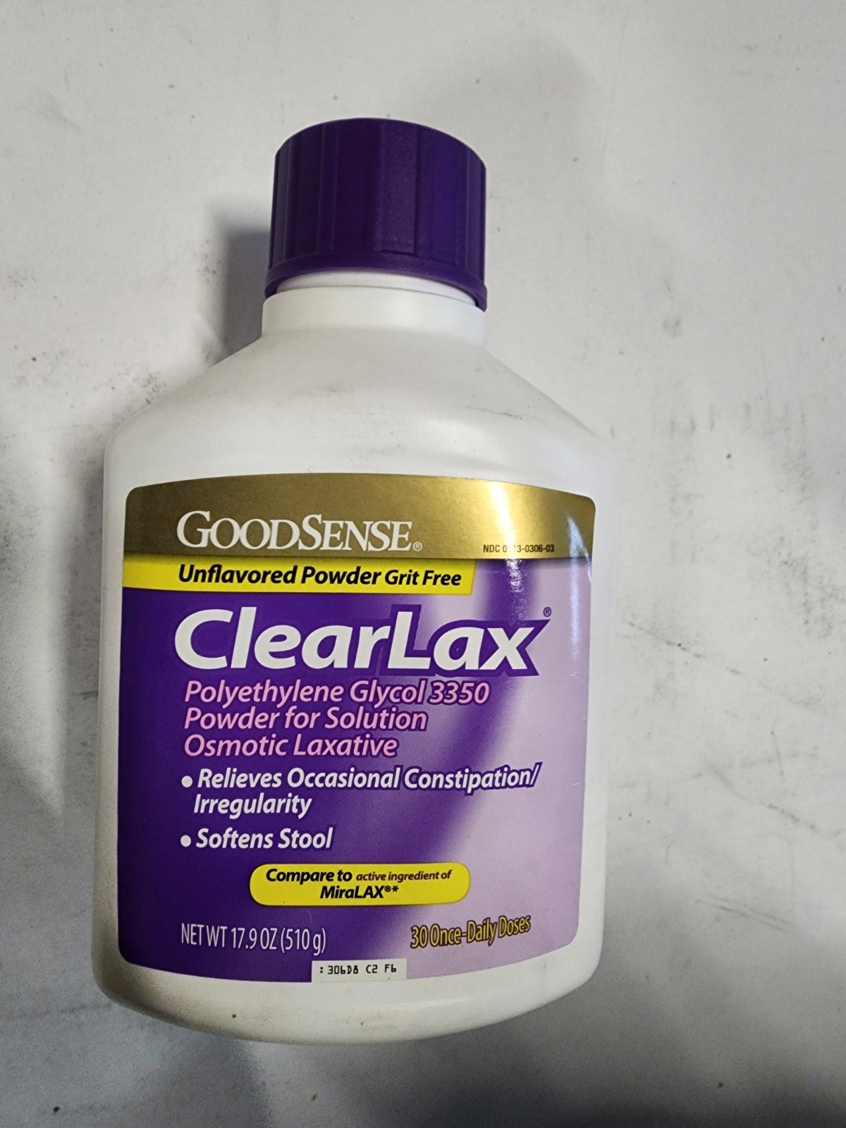 GoodSense ClearLax PEG 3350 Powder Laxative 17.9oz 30 Doses Sealed Exp 11/2027