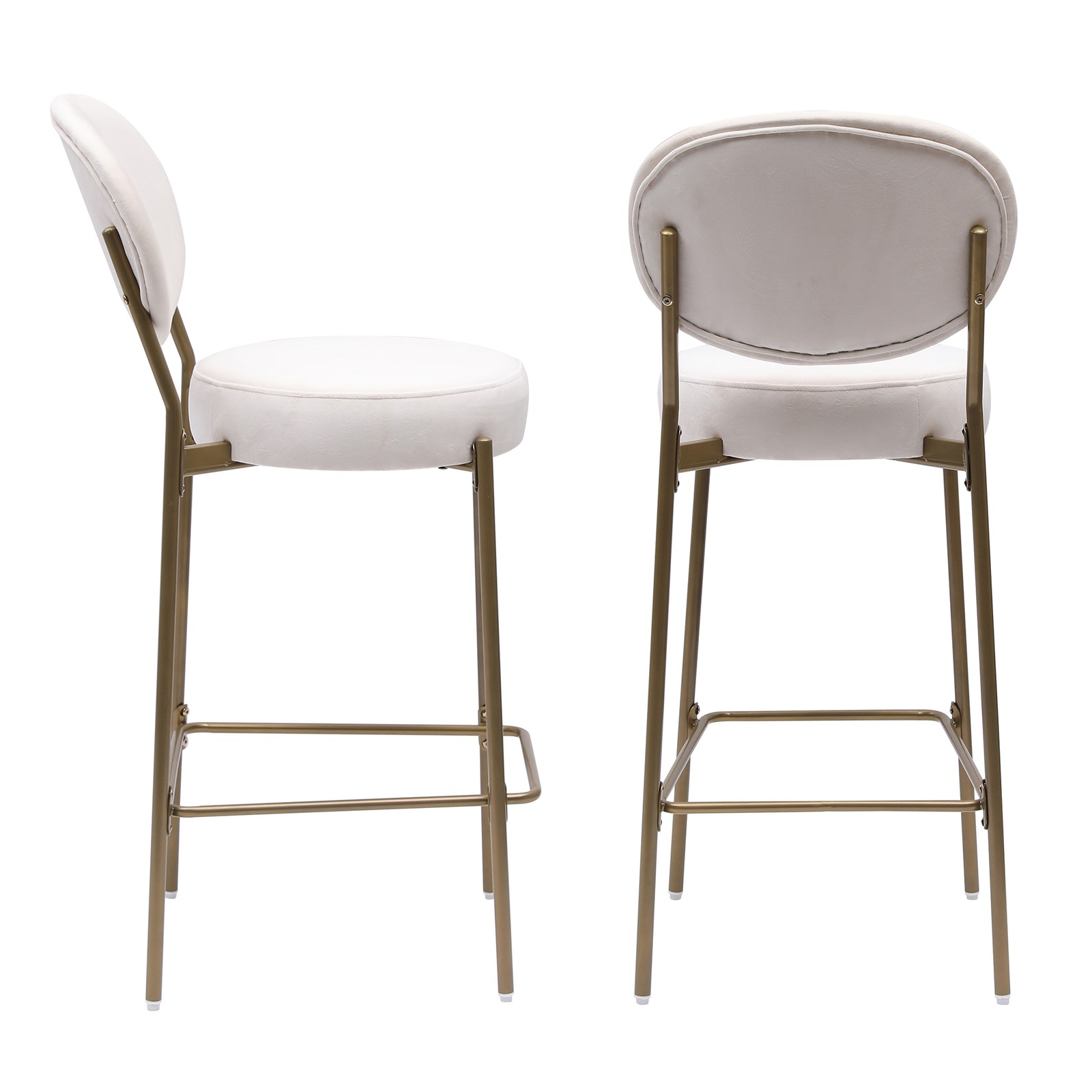 29'' Upholstered Bar Stools Velvet Counter Stool with Backrest & Footrest Set