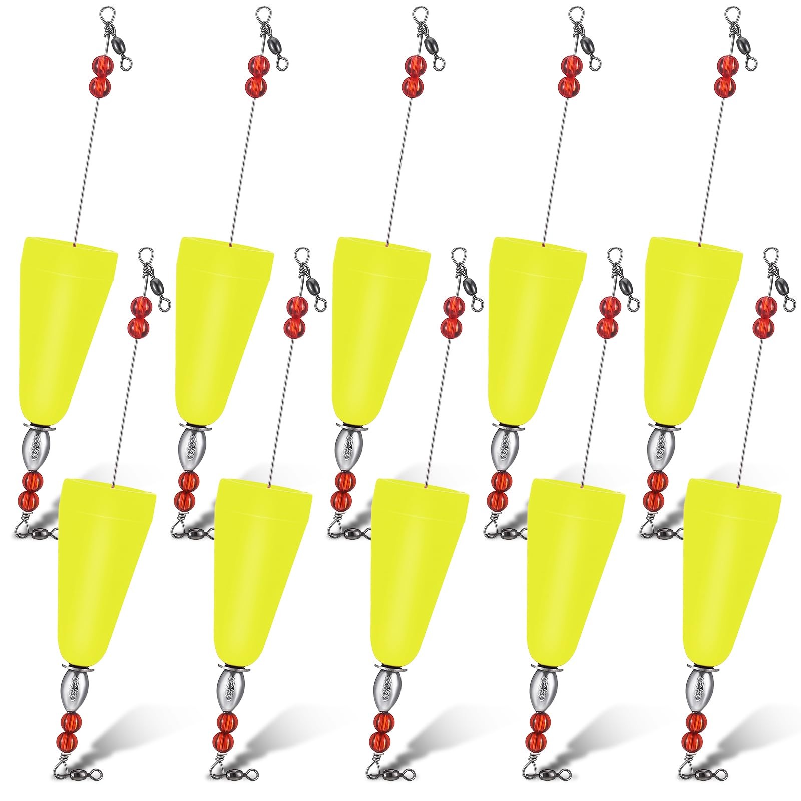 Lunmon 10 Pcs Popping Corks Floats for Saltwater High Visibility Cork Fishing...