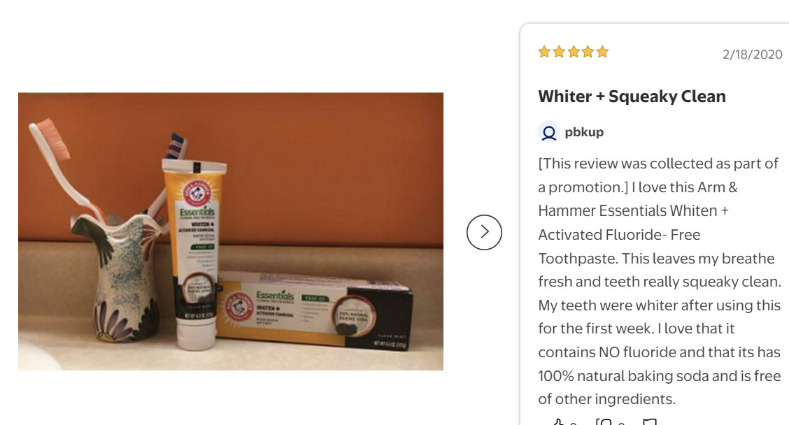 ARM & HAMMER Essentials Toothpaste, 4.3oz 4pk, Fluoride-Free, Clean Mint