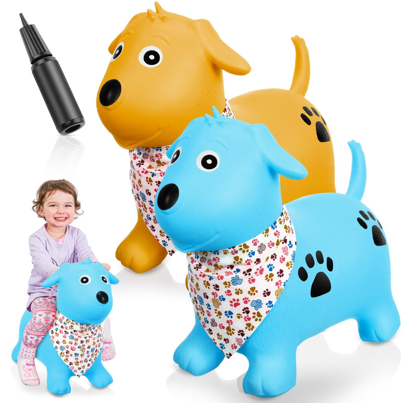 Vercanmonth 2 Pack Bouncy Animal Dog Hopper Inflatable Bouncing Horse Hopper