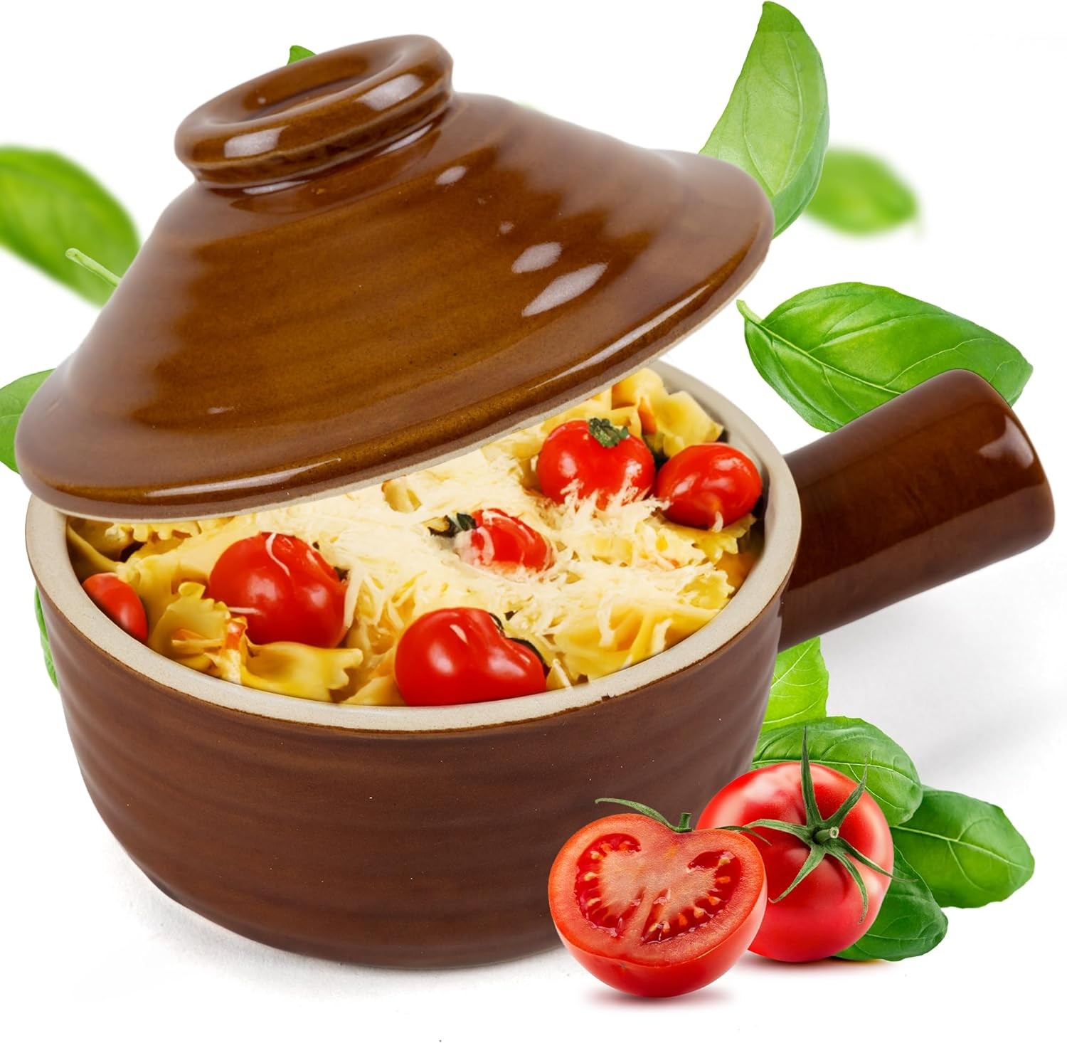 Roe & Moe Egg Cooker - Non-Stick, Ceramic Microwave Poacher with Brown