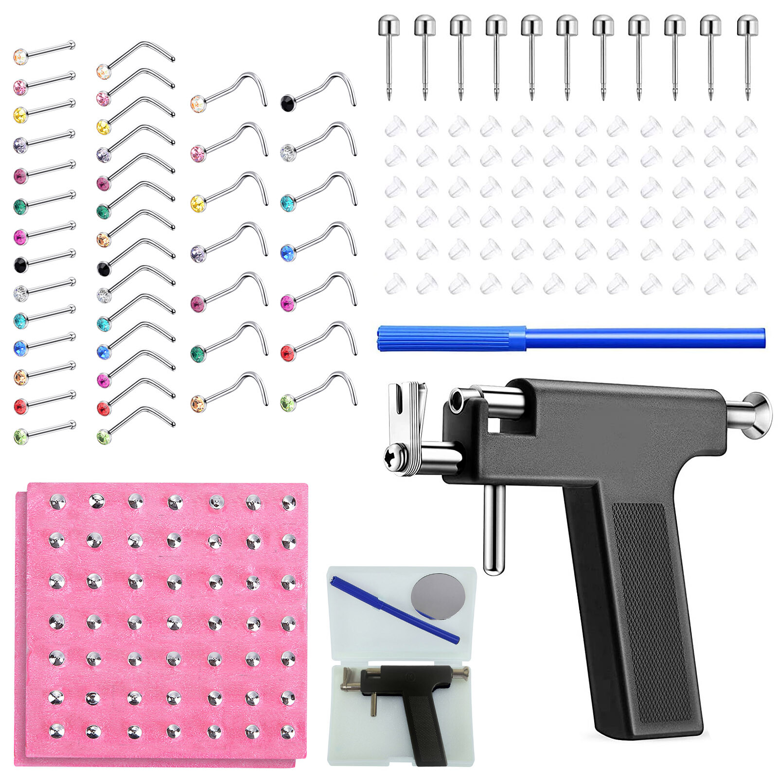 Professional Ear Piercing Gun Kit with 140 Surgical Steel Stud Earring for Salon