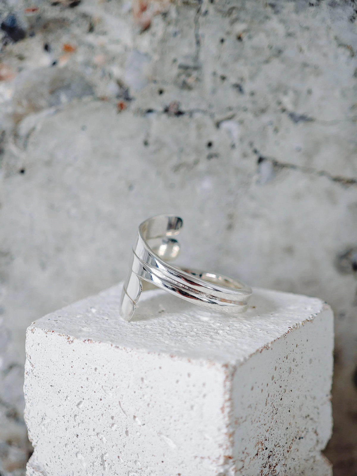 Statement 925 Silver Wrap Ring, Wide Wrap Ring, Curved Silver Ring