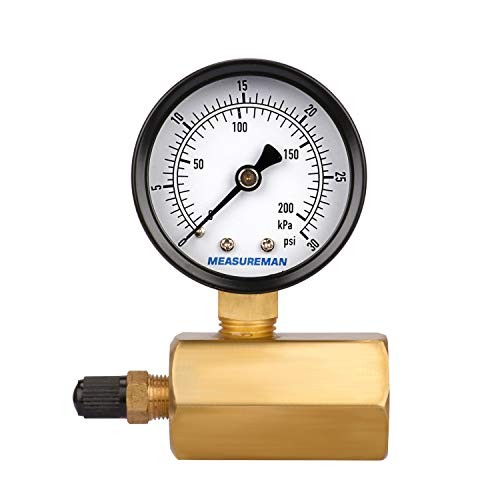2" Brass Gas Pressure Test Gauge Assembly, 3/4" FNPT 0-30psi/kpa Brass body