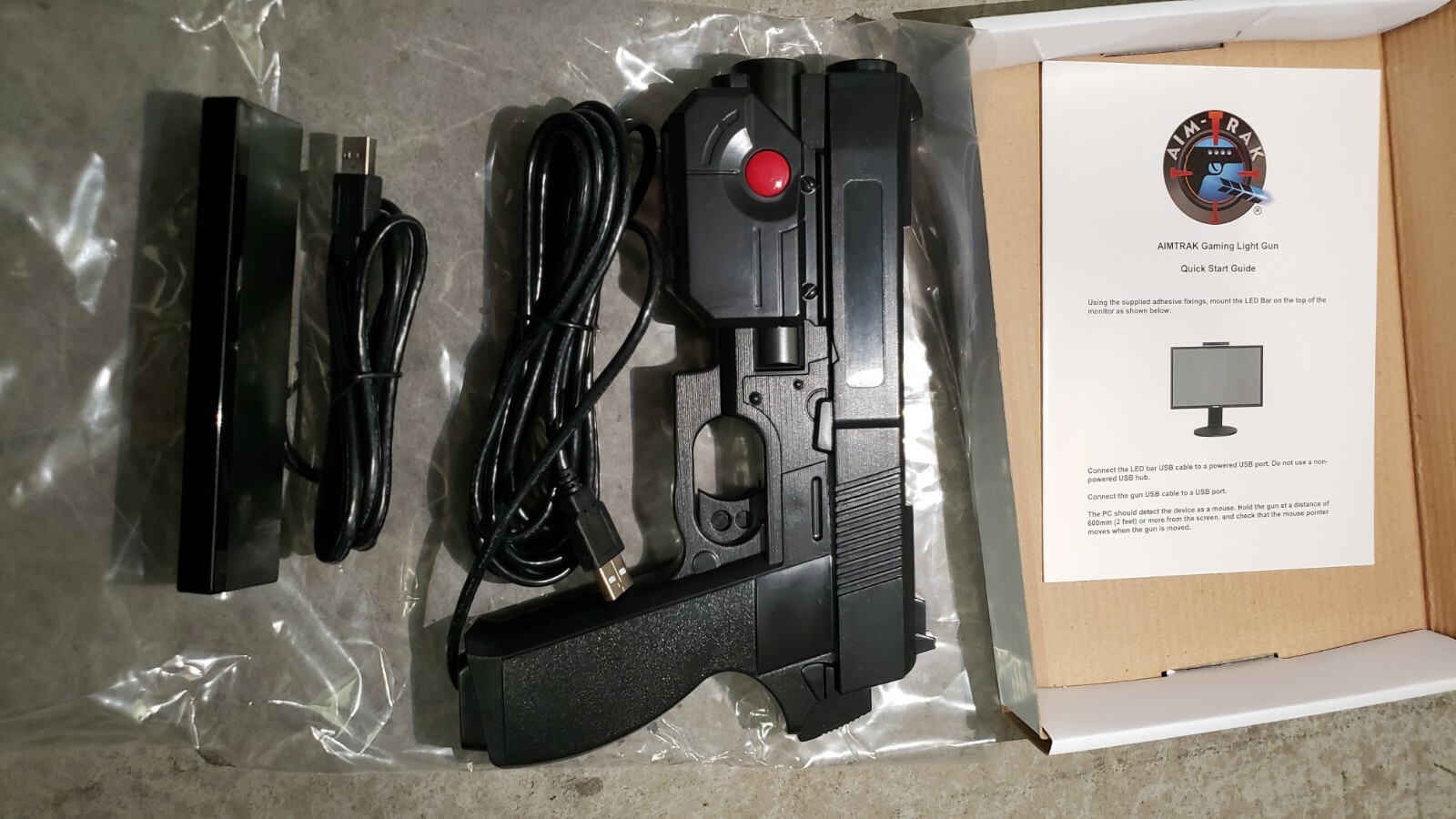 Ultimarc AimTrak Arcade Light Gun BLACK for MAME,Win,PS2 *FAST FREE SHIP*