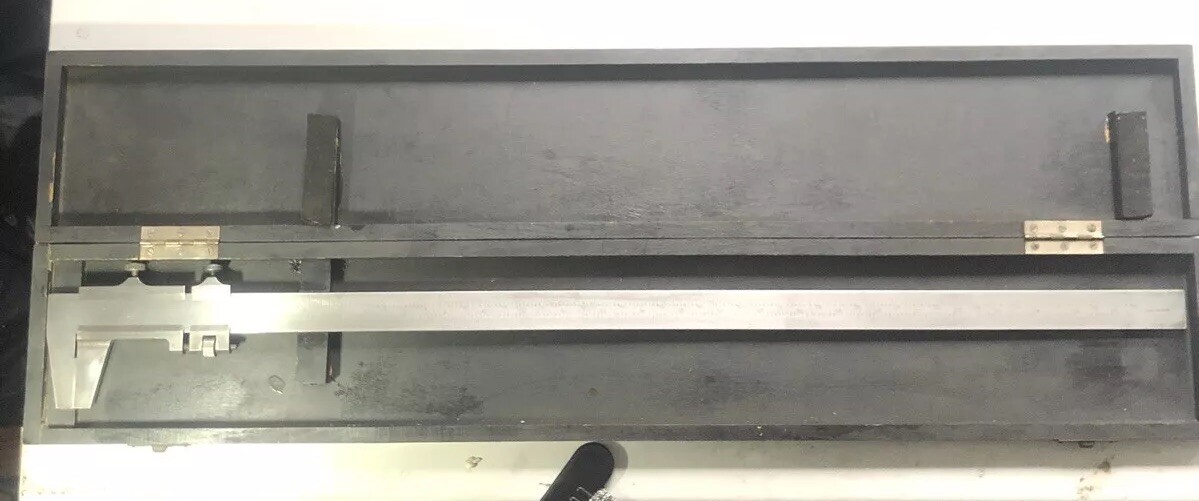 CSE German 24” Venier Calipers In Wood Box-Measures Past 26” Short Jaw Calipers
