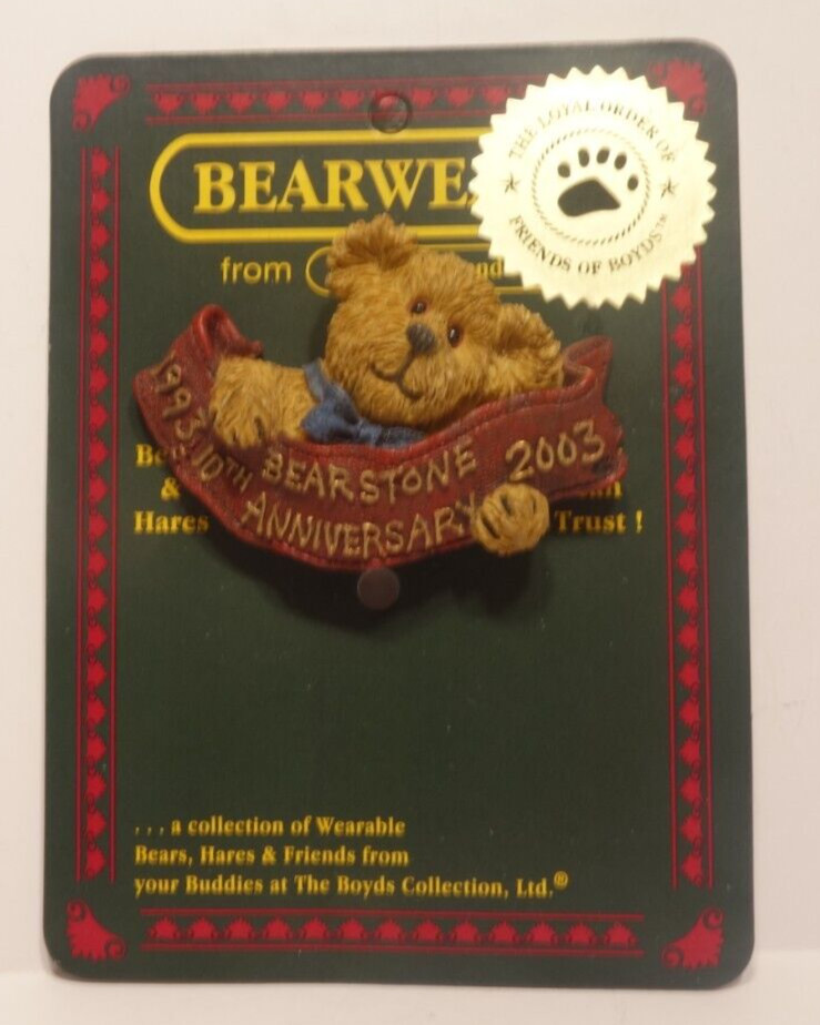 Boyds Bears BearWear Bearstone 10th Anniversary Pin #02003-72