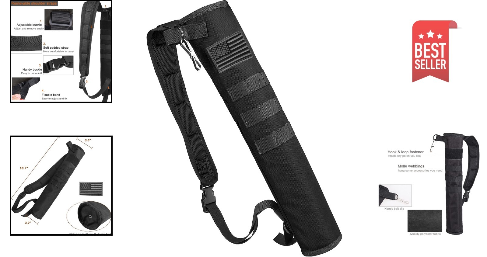 Customizable Molle Archery Quiver - Holds 12-18 Arrows, Compact Design