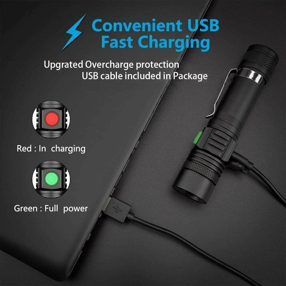 2PACK Rechargeable LED Flashlight Super Bright 30W Magentic Torch COB Work Light