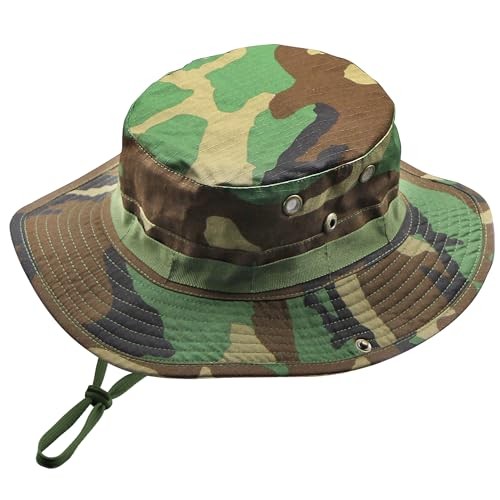 Camo Boonie Hat for Men Women, Military Tactical Wide Brim Bucket Hats, UPF50+
