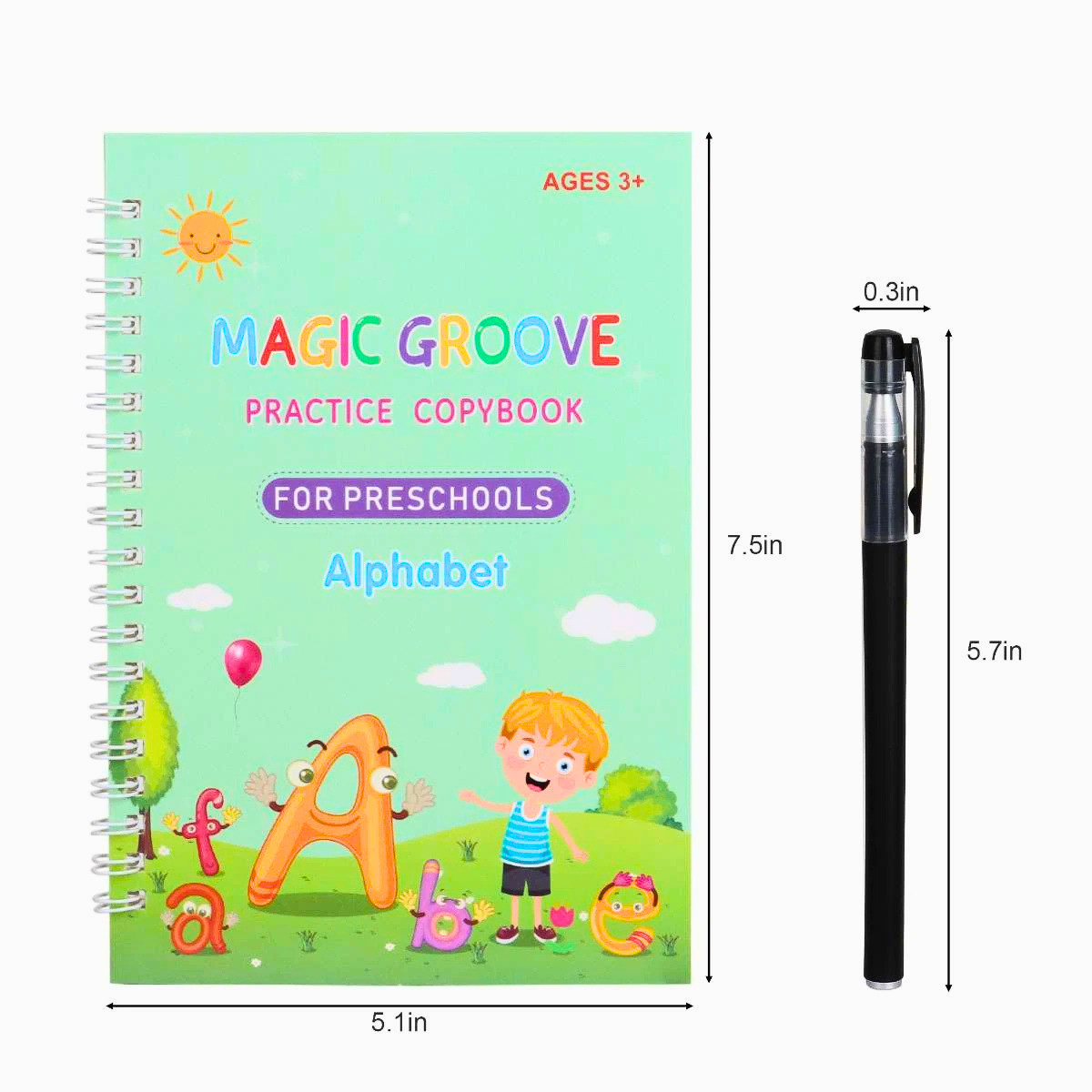 Magic Grooved Handwriting Practice Book for Kids Reusable Copybook Set