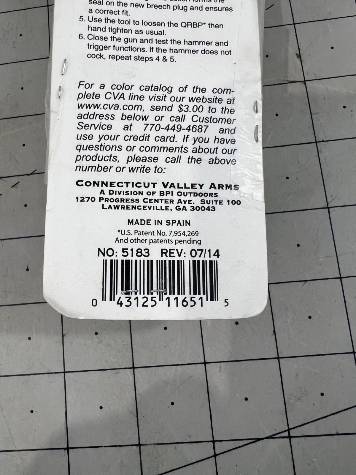 CVA Quick Release Breech Plug AC1651 Accura Optima Wolf Rifles Muzzleloaders