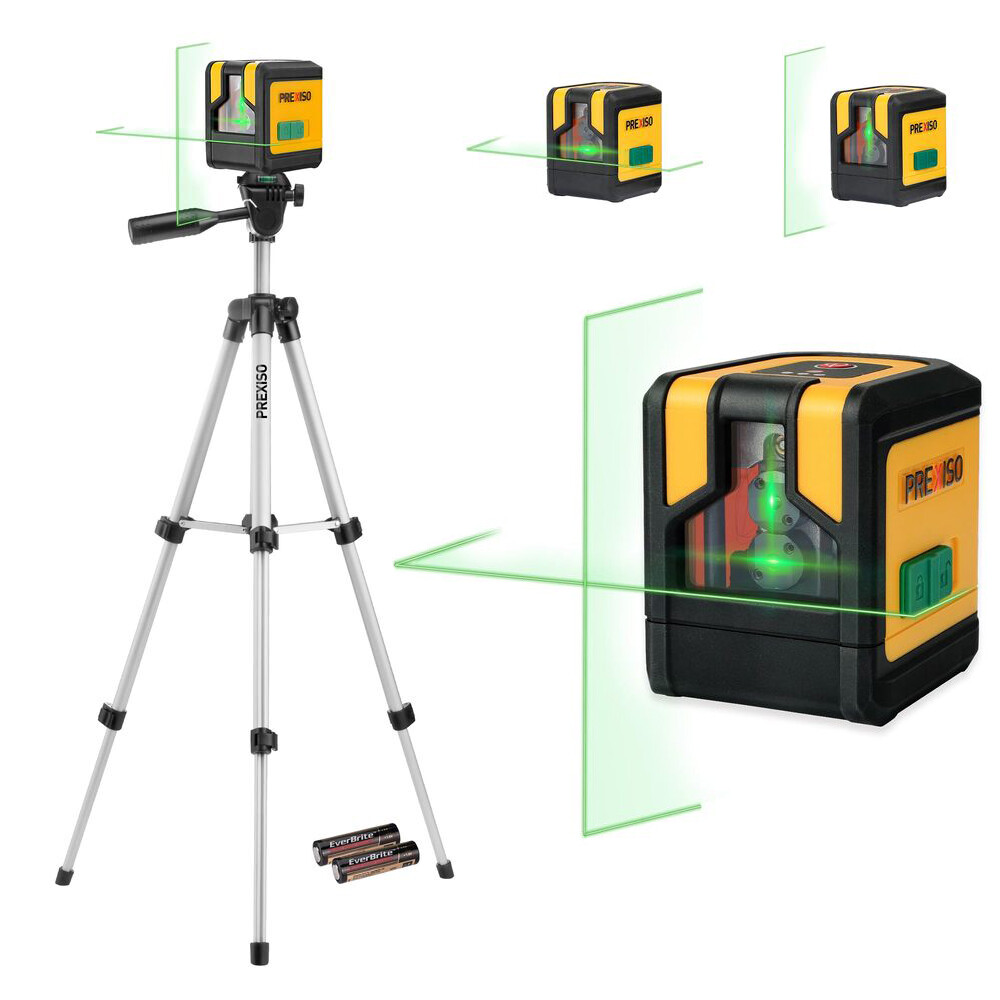 PREXISO 100Ft Laser Level Tripod Dual Module Self Leveling Cross Line LaserLevel