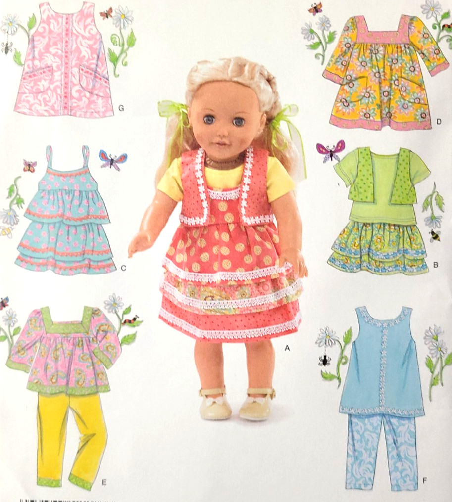UC Simplicity 2296 Sew Pattern 18" American Girl Doll Boho Clothes Dress Tunic