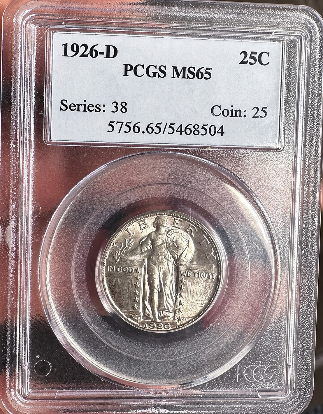 🔥 1926-D Standing Liberty Quarter PCGS MS65 – Choice Gem BU Beautiful Luster
