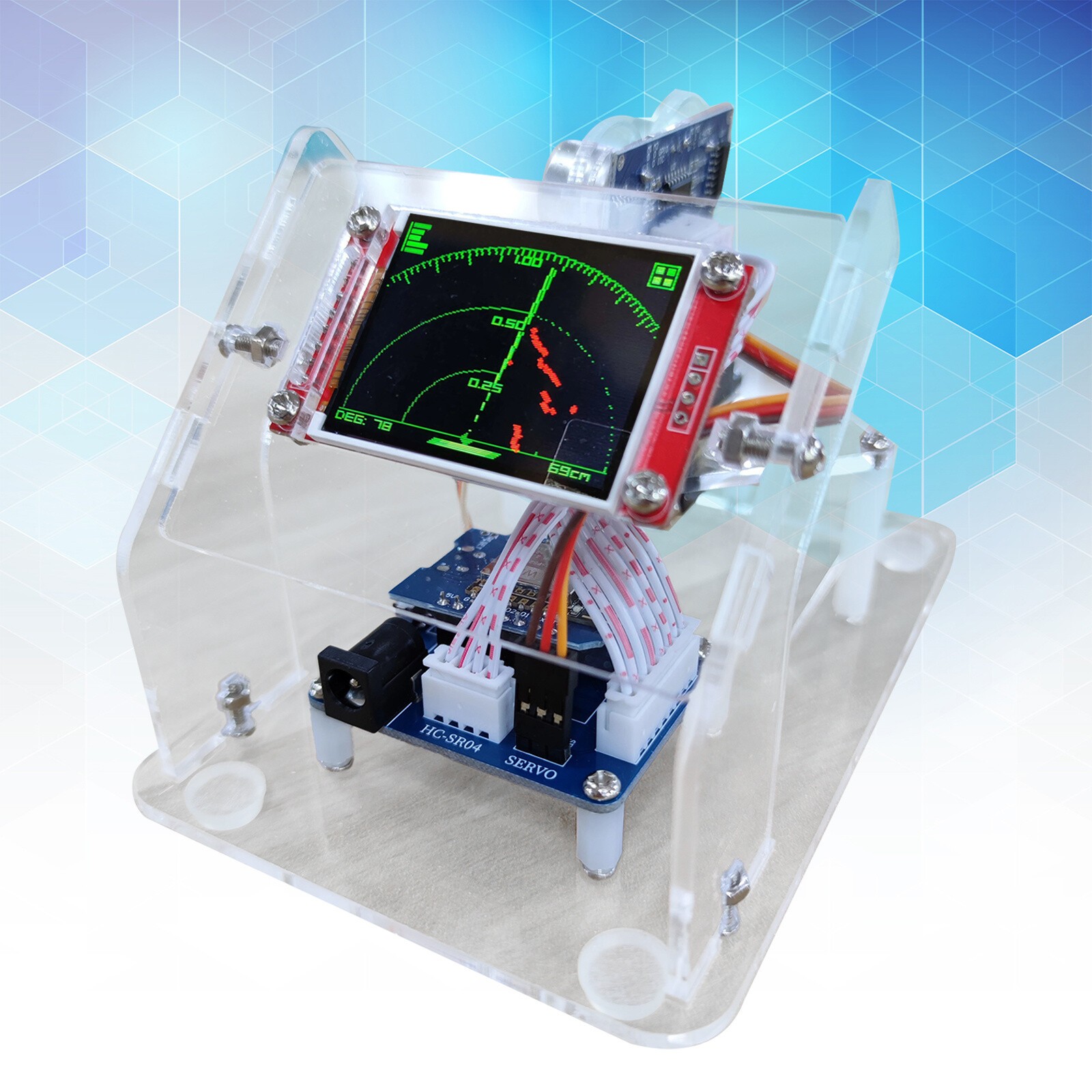 Mini Ultrasonic Radar&1M Motor Range for Arduino Starter Kit Program Education--
