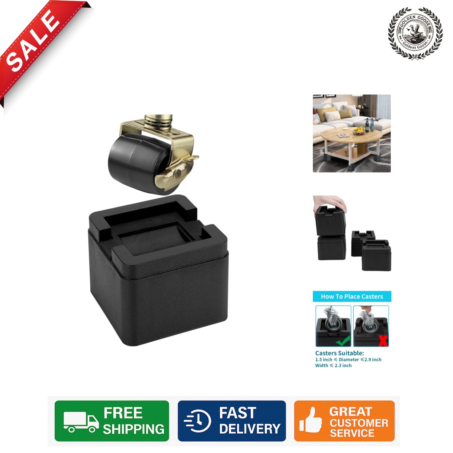 4 Pack of 3 Inch Anti-Slip Bed Lifts - Elevate Your Furniture Effortlessly