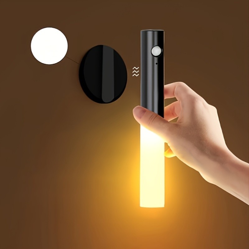 2 Pack Motion Sensor LED Night Light Lights USB Rechargeable Magnetic Wall Lamps