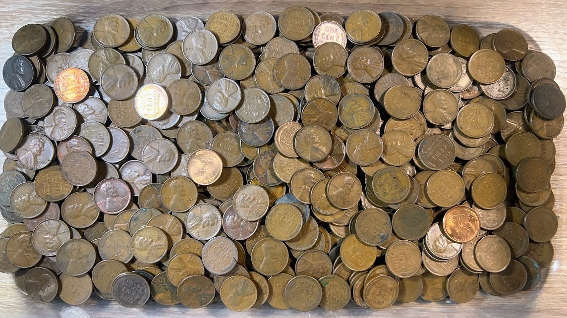 Wheat Pennies Lot of 500 1909 to 1958 Mixed Dates - Free Shipping with Tracking