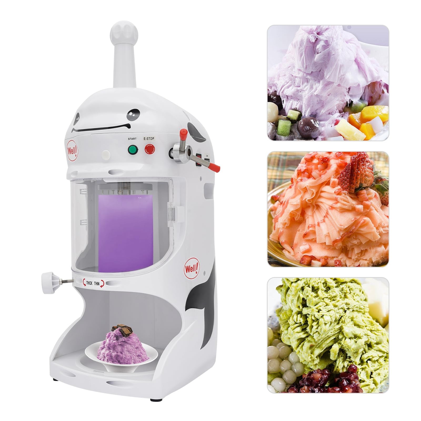 Commercial Ice Shaver 350W Electric with Stainless Steel Bucket for Parties 110V
