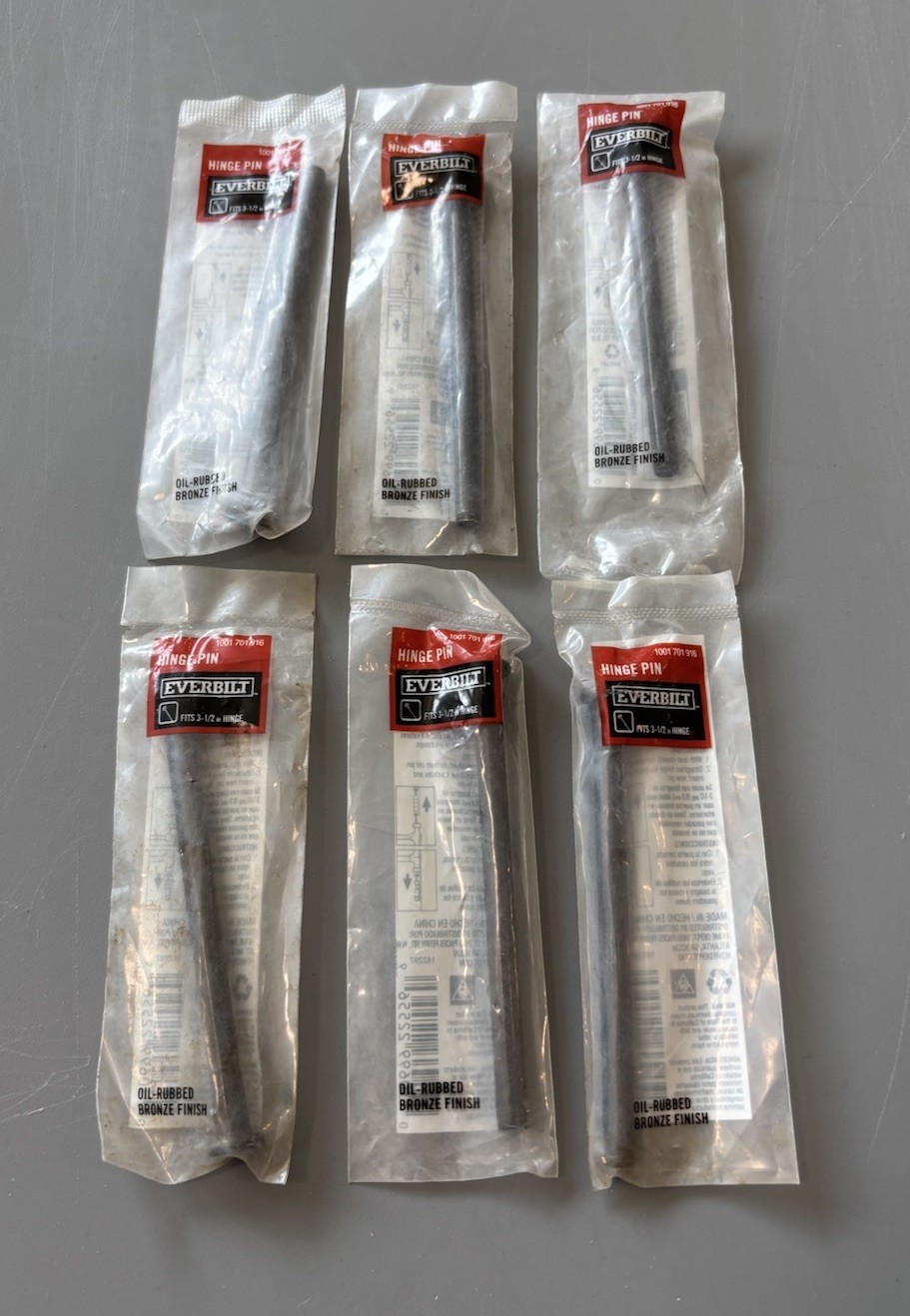 Lot of 6 Everbilt 3-1/2" Oil-Rubbed Bronze Door Hinge Pins 1001 701 916